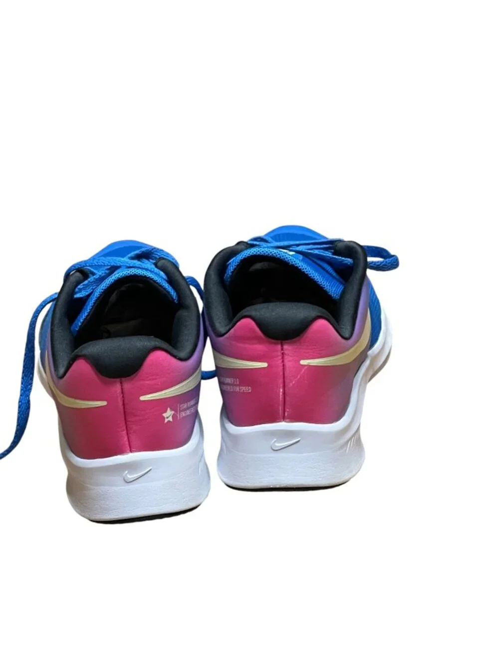 Nike Star Runner 2.0 Youth Blue Running Shoes Size 4Y Gradient Pink Heel Lightwe